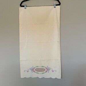 Vintage Embroidered Flowers and Basket Pillowcase